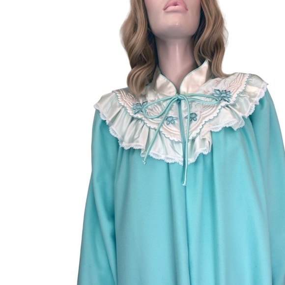 Vintage Apostrophe Fleece Dressing Gown Robe House Dress Coat ½ Front Zip Plush - Picture 6 of 16